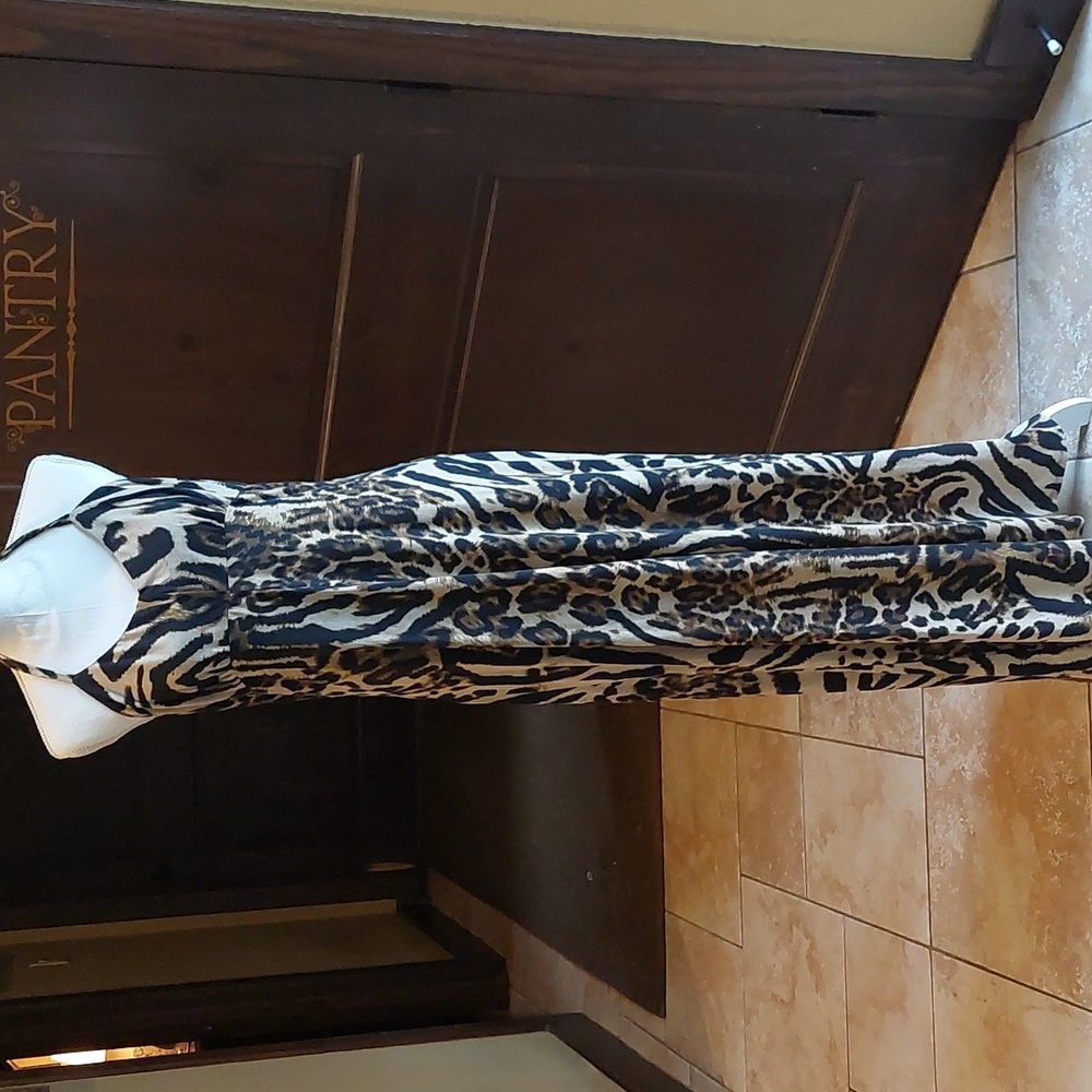 Xhilaration Black and Cream Halter Animal Print Maxi Dress